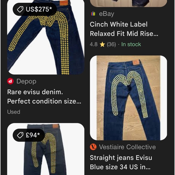 EVISU jeans Exclusive and RARE neat condition …been stored for a long time - Picture 2 of 3